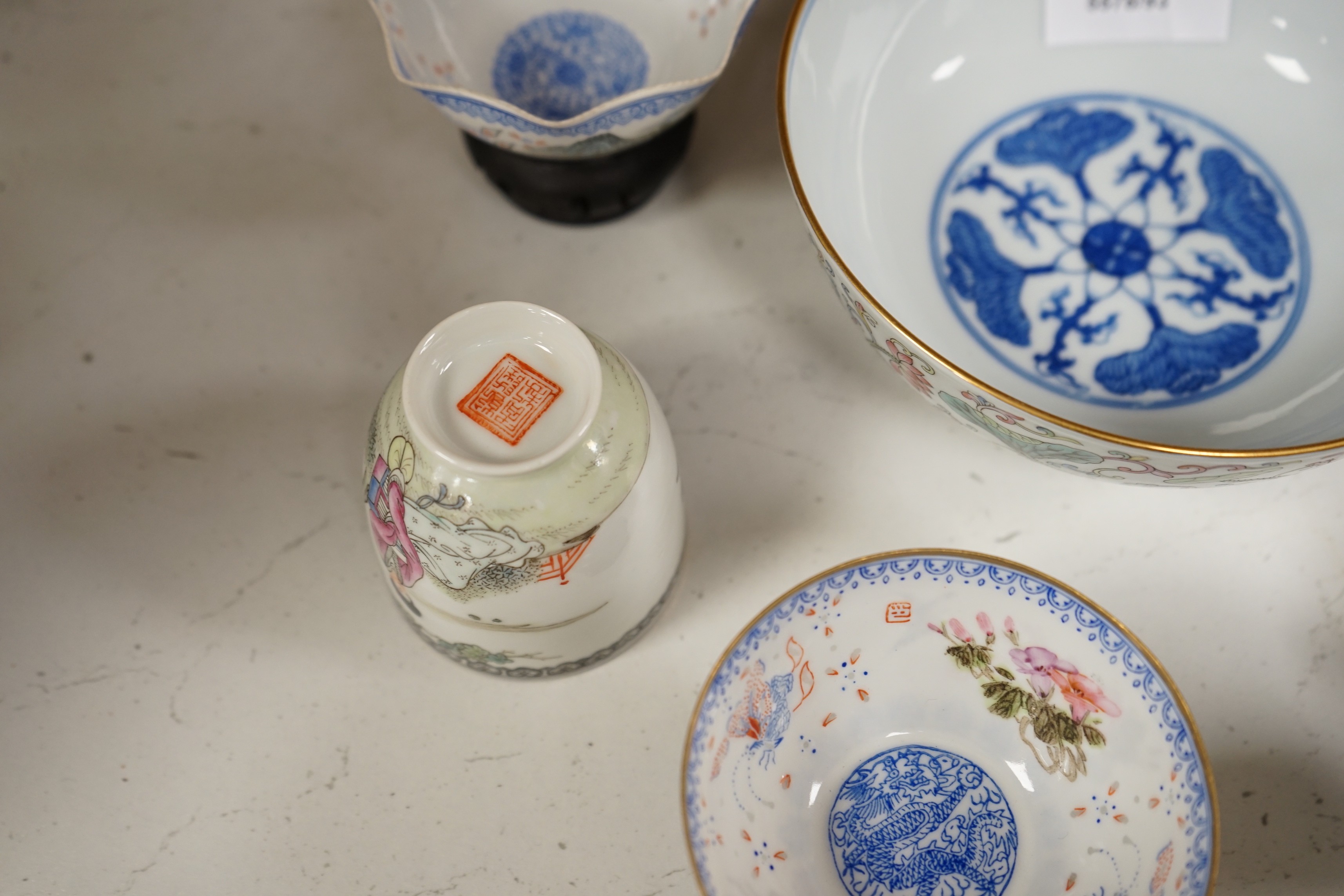 A group of Chinese eggshell porcelain etc